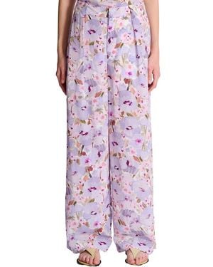Balmain Printed Poppy Flower Pants - Purple