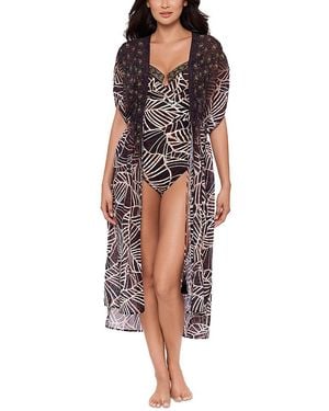 Miraclesuit Lets Be Fronds Swim Cover-Up Kimono - Red