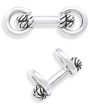 Jan Leslie Sterling Rope Knot Horseshoe Cufflinks - White