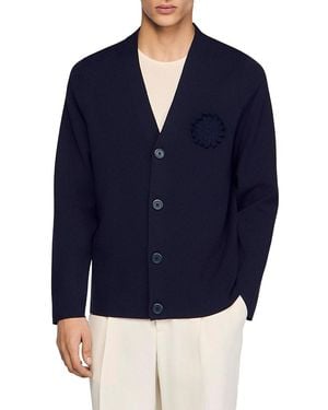 Sandro Crochet Flower Cardigan Sweater - Blue