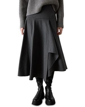 Whistles Draped Asymmetric Midi Skirt - Black