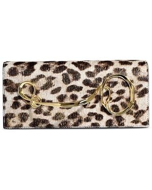 Alexis Twisted Side Handle Calf Hair Clutch - Metallic