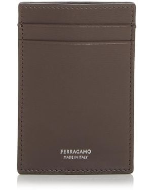 Ferragamo Leather Money Clip & Card Case - Brown