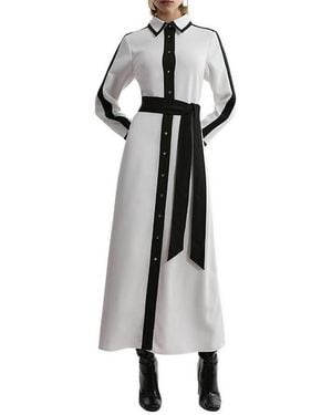 Karen Millen Petite Belted Midi Shirt Dress - White