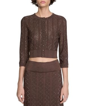 Sandro Strass Knit Cropped Cardigan - Brown