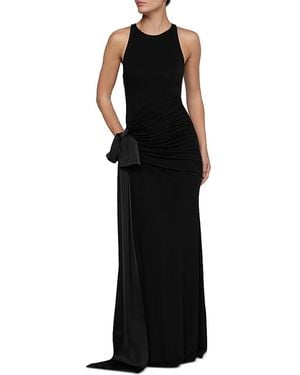 L'Agence Frost Shirred Racerback Bow Detail Gown - Black
