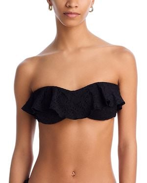 Aqua Ruffled Bikini Top - Black