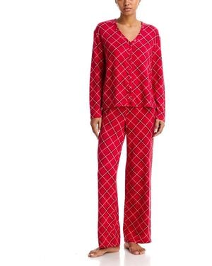 Aqua Long Sleeve Pajama Set - Red
