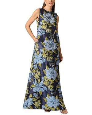 Aidan Mattox Floral Jacquard Trapeze Gown - Blue