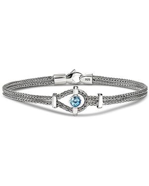 John Hardy Sterling Icon Gemstone & Diamond Woven Link Bracelet - White