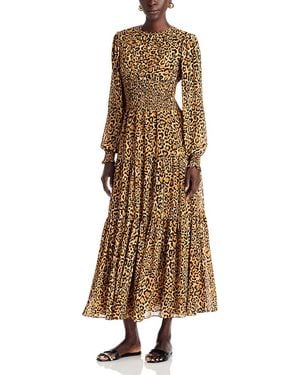 Michael Kors Michael Smock Waist Tiered Maxi Dress - Natural