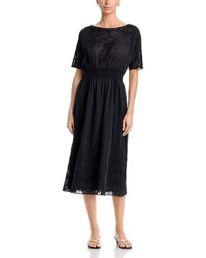 Johnny Was Xochi Lizabe Short Sleeve Cotton Midi Dress - Black