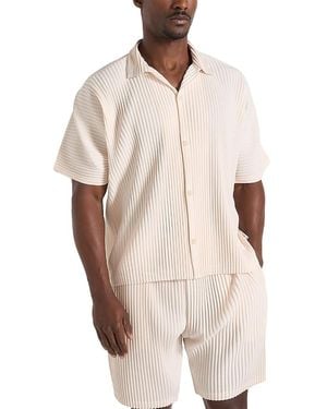 Manière De Voir Justin Pleated Boxy Shirt - Natural