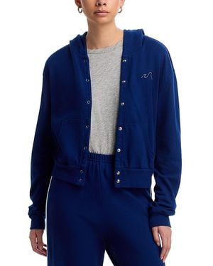 Aqua Sadie Wave Snap Front Hoodie - Blue