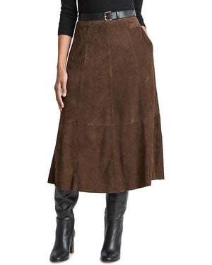 Vince Flared Leather Skirt - Brown