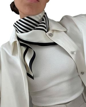 lescarf Striped Silk Scarf - Gray