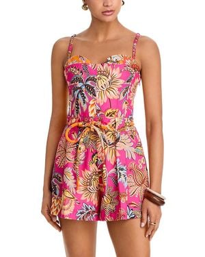 FARM Rio Ligia Tie Waist Romper - Red
