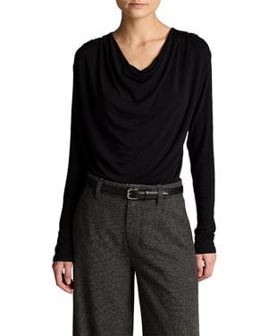 Vince Long Sleeve Cowl Neck Top - Black