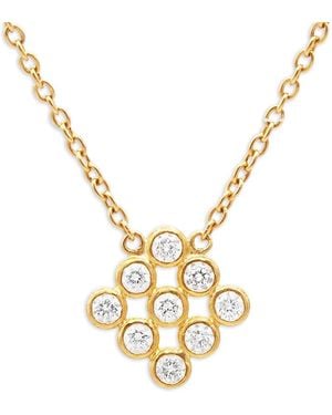 Gurhan 24K Pointelle Diamond Bezel Cluster Pendant Necklace, 16-18 - Metallic