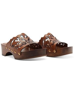 FARM Rio Embellished Leather Sandals - Brown
