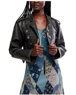 Free People Ryland Faux Leather Band Jacket - Black