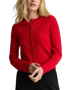 St. John Wool & Cashmere Crewneck Cardigan - Red