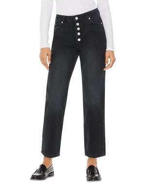 Whistles Hollie Button Front High Rise Cropped Straight Jeans - Black