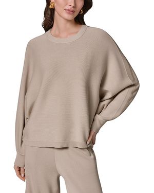 Donna Karan Weekend Donna Karan Milano Stitch Rib Trimmed Dolman Sleeve Sweater - Natural