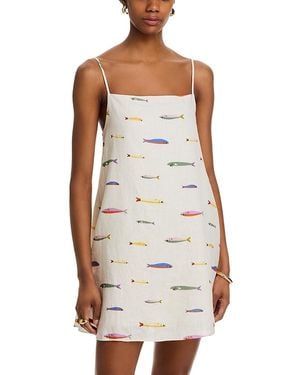 STAUD Laura Linen Mini Dress - Natural