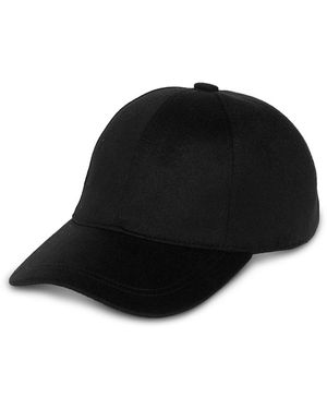 Vince Cashmere Baseball Cap With Leather Strap - Black
