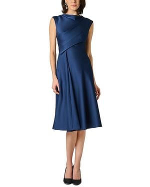 Aidan Mattox Crepe Back Satin Midi Dress - Blue
