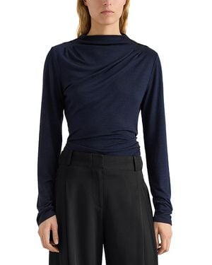 Proenza Schouler Mimi Marled Jersey Pleated Top - Blue