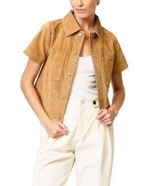 Central Park West Rusty Genuine Suede Short Sleeve Jacket - Natural