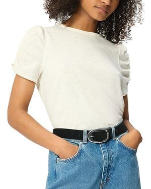Whistles Round Neck Gathered Sleeve Tee - White