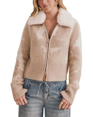 Splendid Lola Faux Fur Collar Cardigan - Multicolor