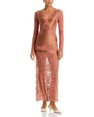Rabanne Lace Trim Maxi Dress - Red