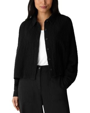Eileen Fisher Cropped Classic Collar Dolman Sleeve Jacket - Black