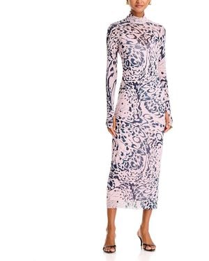 AFRM Shailene Turtleneck Mesh Midi Dress - Red