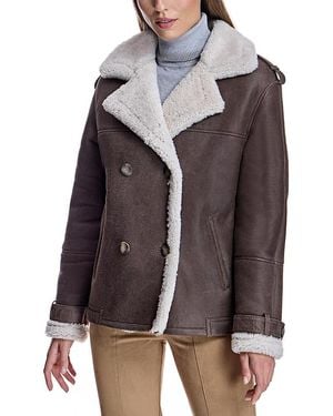 Maximilian Double Breasted Shearling Jacket - Brown