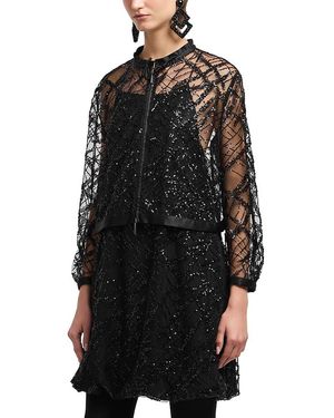 Emporio Armani Tulle Jacket With Allover Sequin Embroidery - Black
