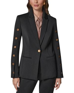 Donna Karan Button Sleeve Single Button Blazer - Black