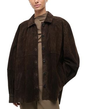 STAUD Josette Suede Shirt - Black