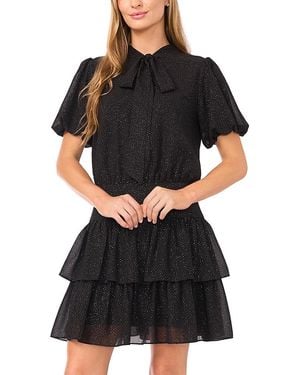Cece Puff Sleeve Tie Neck Dress - Black