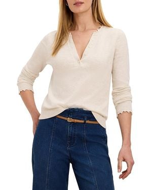 NIC+ZOE Henley Ruffle Sweater - Blue