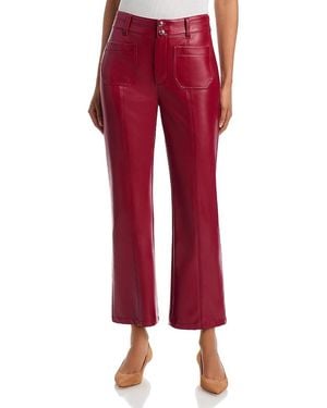 Cinq À Sept Dorothea Faux Leather High Rise Straight Jeans - Red