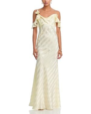 Self-Portrait Satin Striped Maxi Dress - Yellow