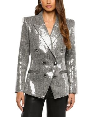 L'Agence Kyomi Sequin Double Breasted Blazer - Gray