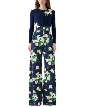 Carolina Herrera Diane Printed Wide Leg Pants - Blue
