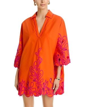 Cinq À Sept Paisley Bloom Embr Arcia Kaftan Dress - Orange
