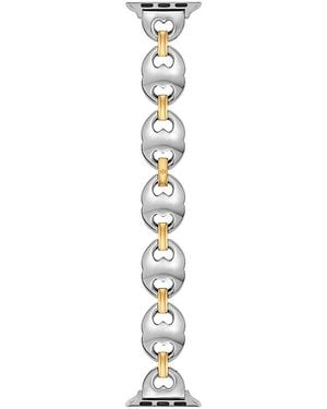 Tory Burch The Double T Link Stainless Steel Bracelet For Apple Watch, 38 45Mm - White